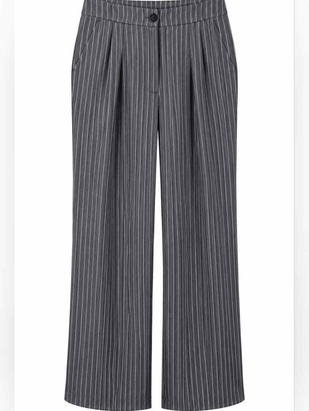 HALARA High Waisted Striped Wide Leg Pants Gray Pinstripe Pleated Work Baggy S
